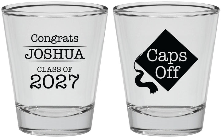 Personalized Graduation Shot Glasses - Class Of 2027 Caps Off | 130045