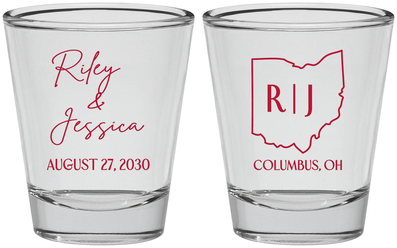 Personalized Wedding Shot Glasses - Ohio | 134
