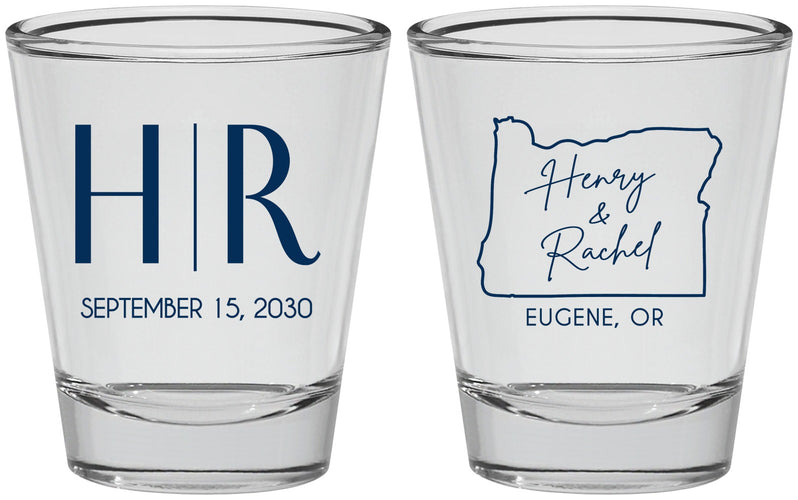 Personalized Wedding Shot Glasses - Oregon | 136