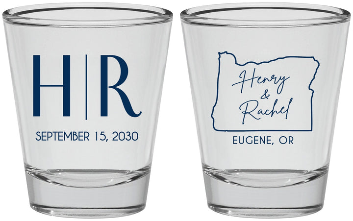 Personalized Wedding Shot Glasses - Oregon | 136