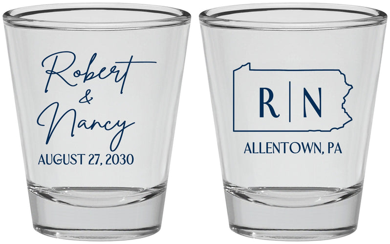 Personalized Wedding Shot Glasses - Pennsylvania | 137