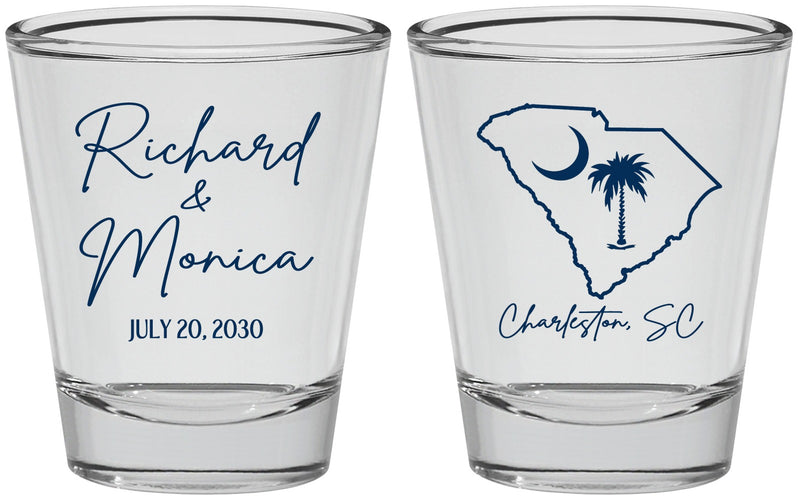 Personalized Wedding Shot Glasses - South Carolina | 139