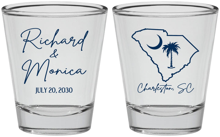 Personalized Wedding Shot Glasses - South Carolina | 139