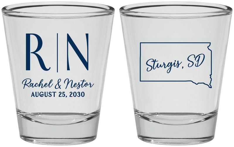 Personalized Wedding Shot Glasses - South Dakota | 140