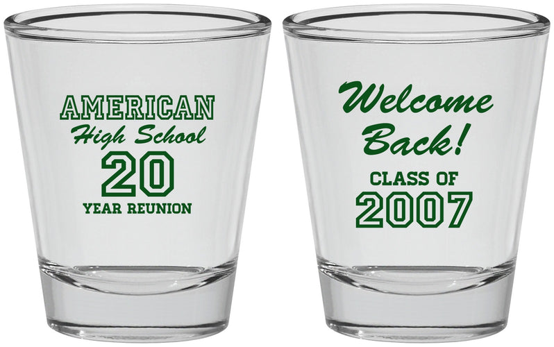 Personalized Class Reunion Shot Glasses - Class Of 2007 20 Year | 140001