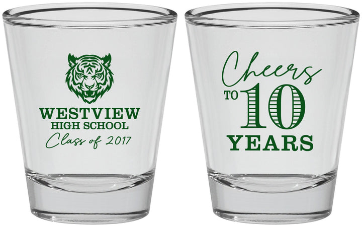 Personalized Class Reunion Shot Glasses - Class Of 2017 10 Year | 140005
