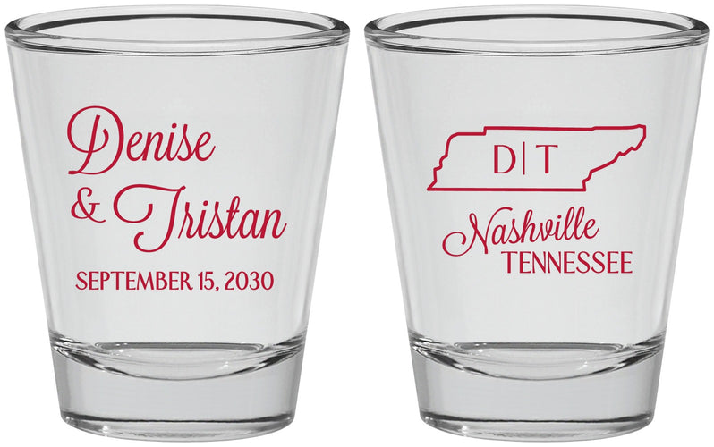 Personalized Wedding Shot Glasses - Tennessee | 141