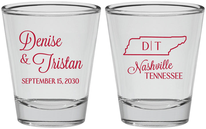 Personalized Wedding Shot Glasses - Tennessee | 141