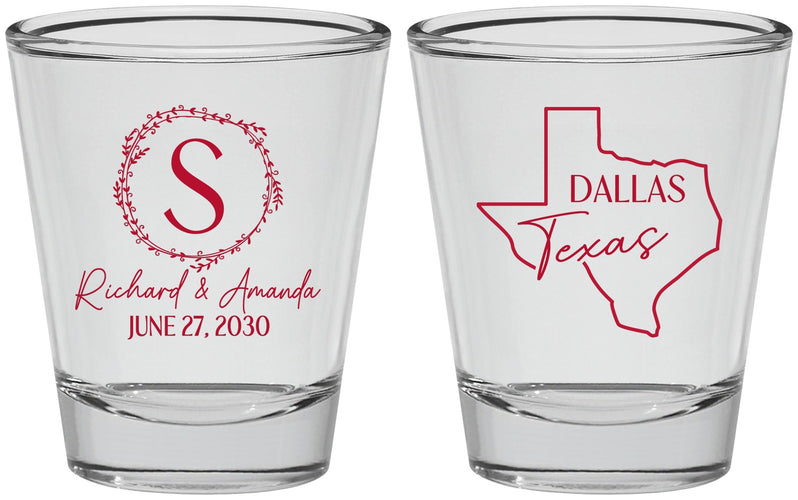 Personalized Wedding Shot Glasses - Texas | 142