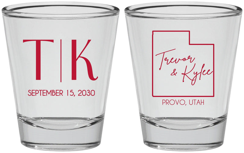 Personalized Wedding Shot Glasses - Utah | 143