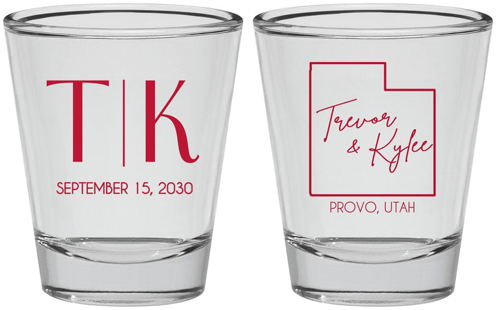 Personalized Wedding Shot Glasses - Utah | 143