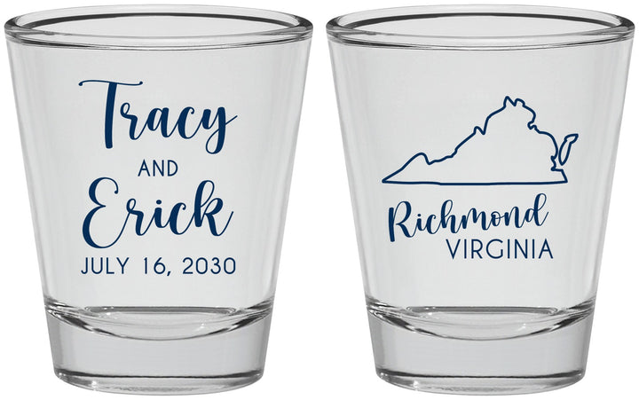 Personalized Wedding Shot Glasses - Virginia | 145