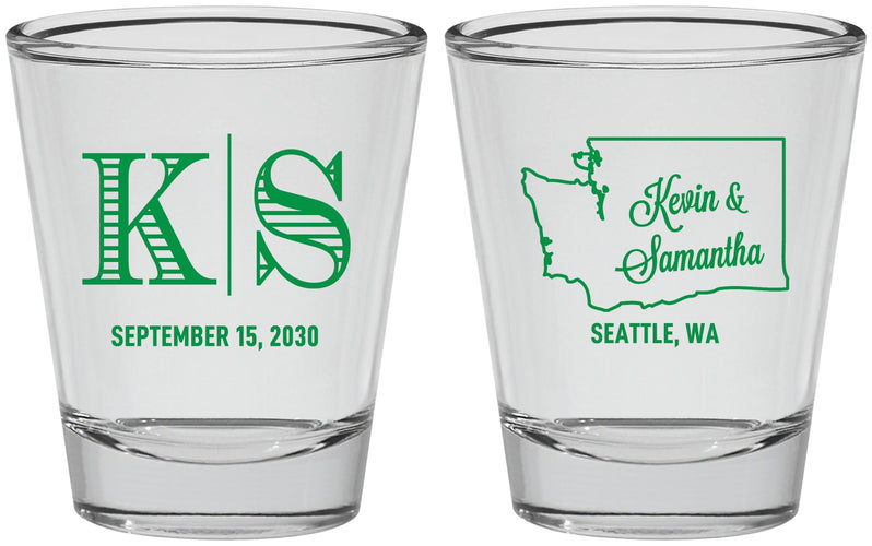Personalized Wedding Shot Glasses - Washington | 146