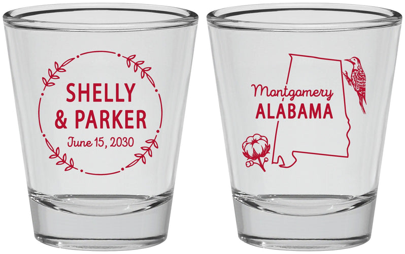 Personalized Wedding Shot Glasses - Alabama | 150