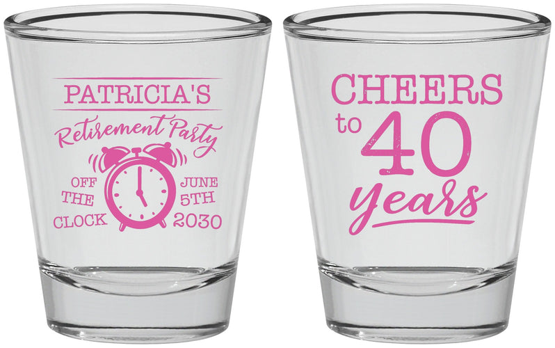 Personalized Retirement Shot Glasses - Off The Clock | 150000