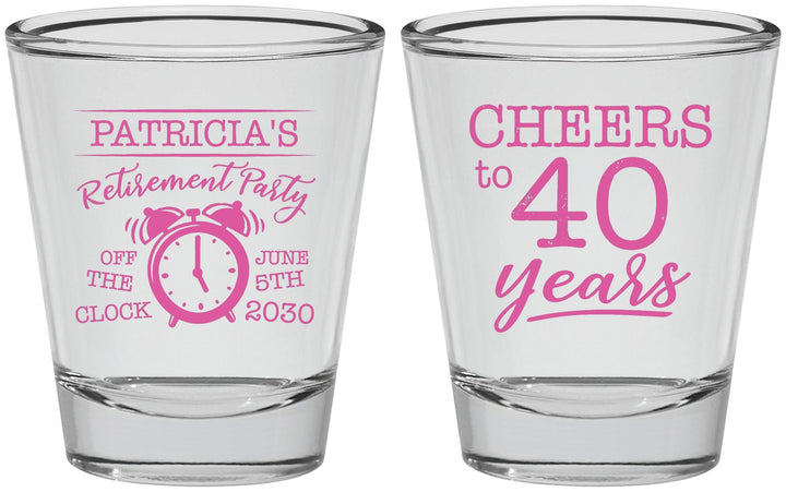 Personalized Retirement Shot Glasses - Off The Clock | 150000