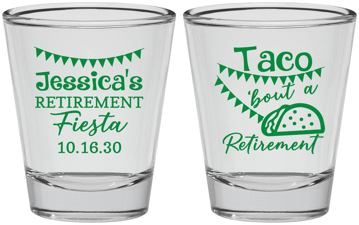 Personalized Retirement Shot Glasses - Taco Bout A Retirement | 150002