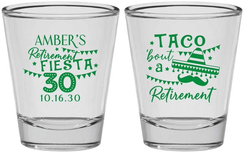 Personalized Retirement Shot Glasses - Taco Bout A Retirement | 150003