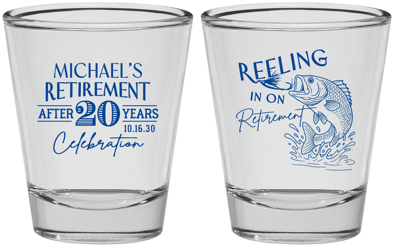 Personalized Retirement Shot Glasses - Fishing Reeling In | 150007