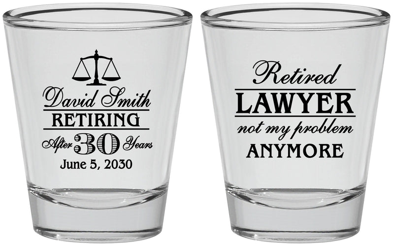 Personalized Retirement Shot Glasses - Lawyer | 150025