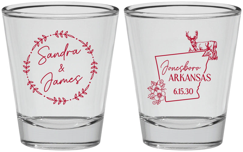 Personalized Wedding Shot Glasses - Arkansas | 153