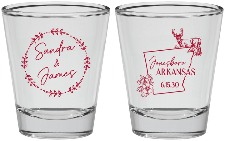 Personalized Wedding Shot Glasses - Arkansas | 153
