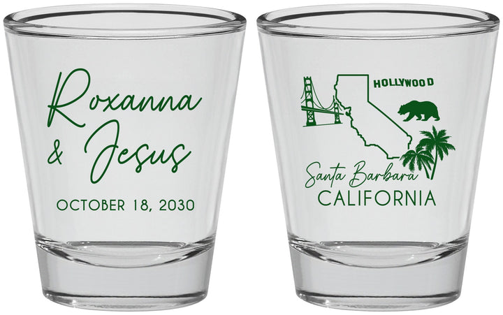 Personalized Wedding Shot Glasses - California | 154