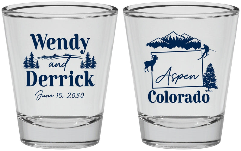 Personalized Wedding Shot Glasses - Colorado | 155