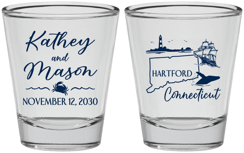 Personalized Wedding Shot Glasses - Connecticut | 156