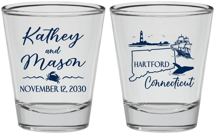 Personalized Wedding Shot Glasses - Connecticut | 156