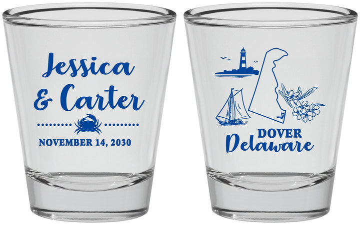 Personalized Wedding Shot Glasses - Delaware | 157