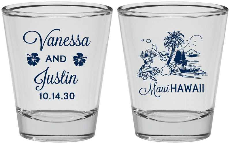 Personalized Wedding Shot Glasses - Hawaii | 160