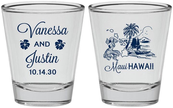 Personalized Wedding Shot Glasses - Hawaii | 160