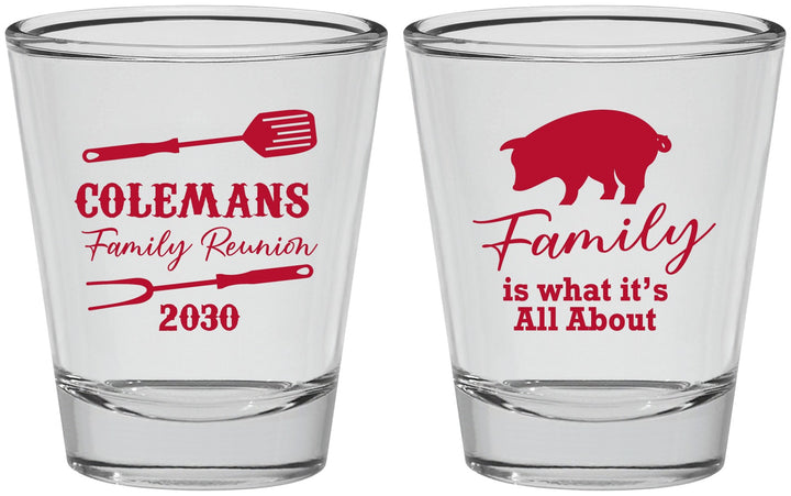 Personalized Family Reunion Shot Glasses - Bbq Barbeque | 160002
