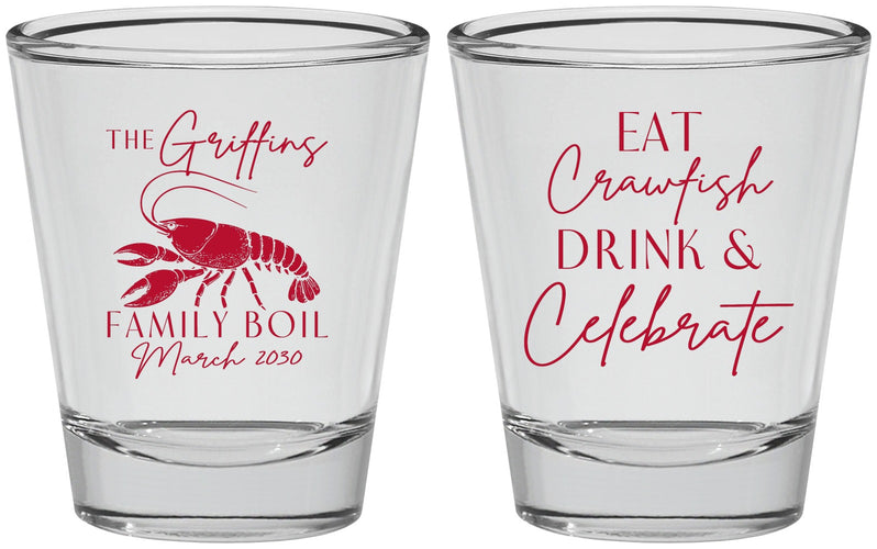 Personalized Family Reunion Shot Glasses - Crawfish Boil | 160007
