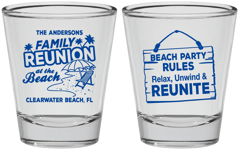 Personalized Family Reunion Shot Glasses - Beach Reunite | 160011