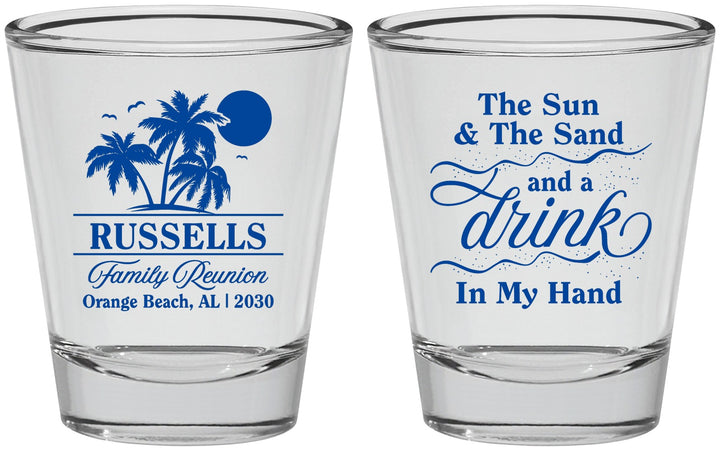 Personalized Family Reunion Shot Glasses - Sun Sand Drink Beach | 160015