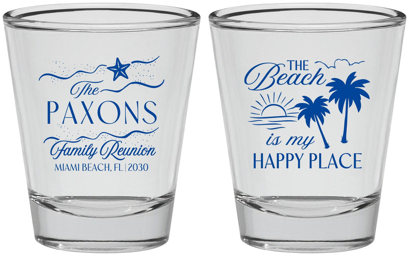 Personalized Family Reunion Shot Glasses - Beach Is My Happy Place | 160016