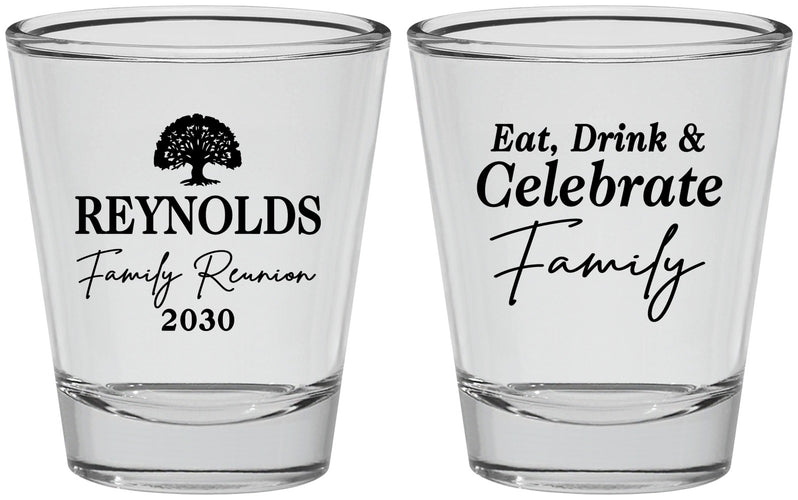 Personalized Family Reunion Shot Glasses - Eat Drink Celebrate | 160053