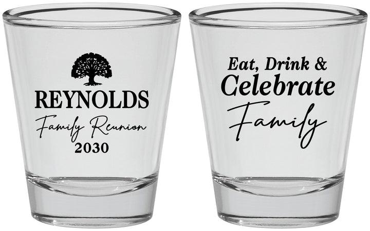 Personalized Family Reunion Shot Glasses - Eat Drink Celebrate | 160053