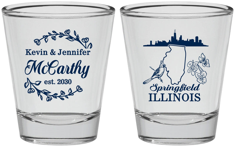 Personalized Wedding Shot Glasses - Illinois | 162