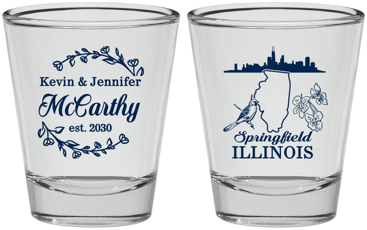 Personalized Wedding Shot Glasses - Illinois | 162