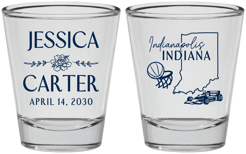 Personalized Wedding Shot Glasses - Indiana | 163