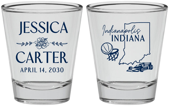 Personalized Wedding Shot Glasses - Indiana | 163