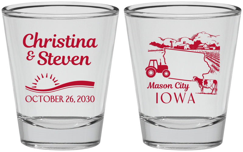 Personalized Wedding Shot Glasses - Iowa | 164