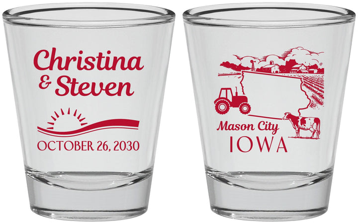 Personalized Wedding Shot Glasses - Iowa | 164
