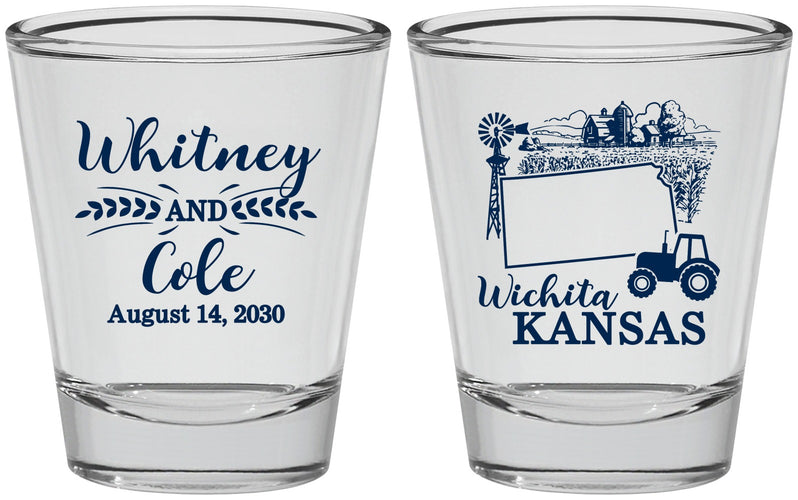 Personalized Wedding Shot Glasses - Kansas | 165