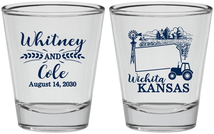 Personalized Wedding Shot Glasses - Kansas | 165