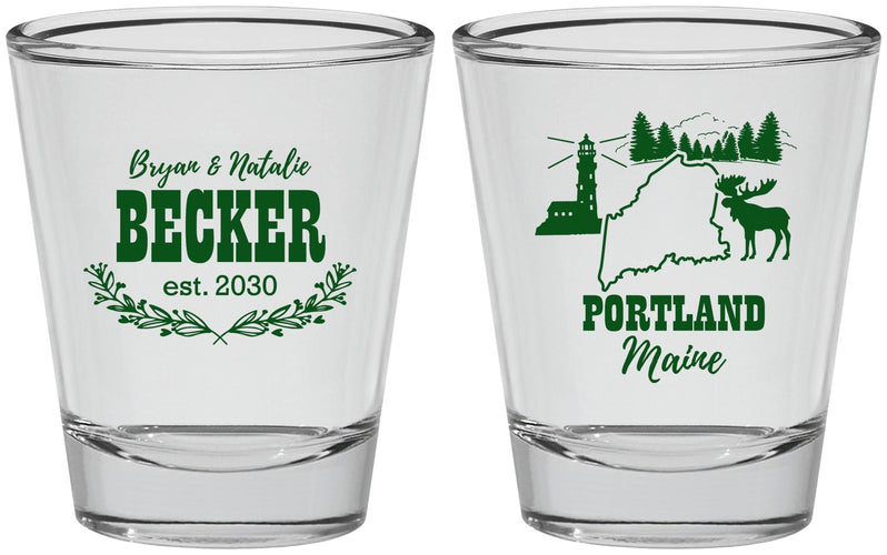 Personalized Wedding Shot Glasses - Maine | 168