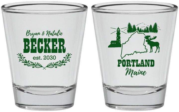 Personalized Wedding Shot Glasses - Maine | 168